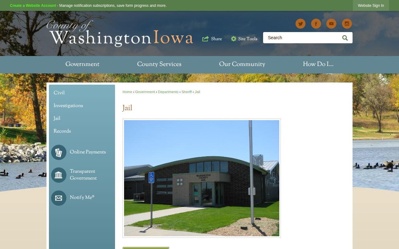 Washington County Jail official recent arrest custody page