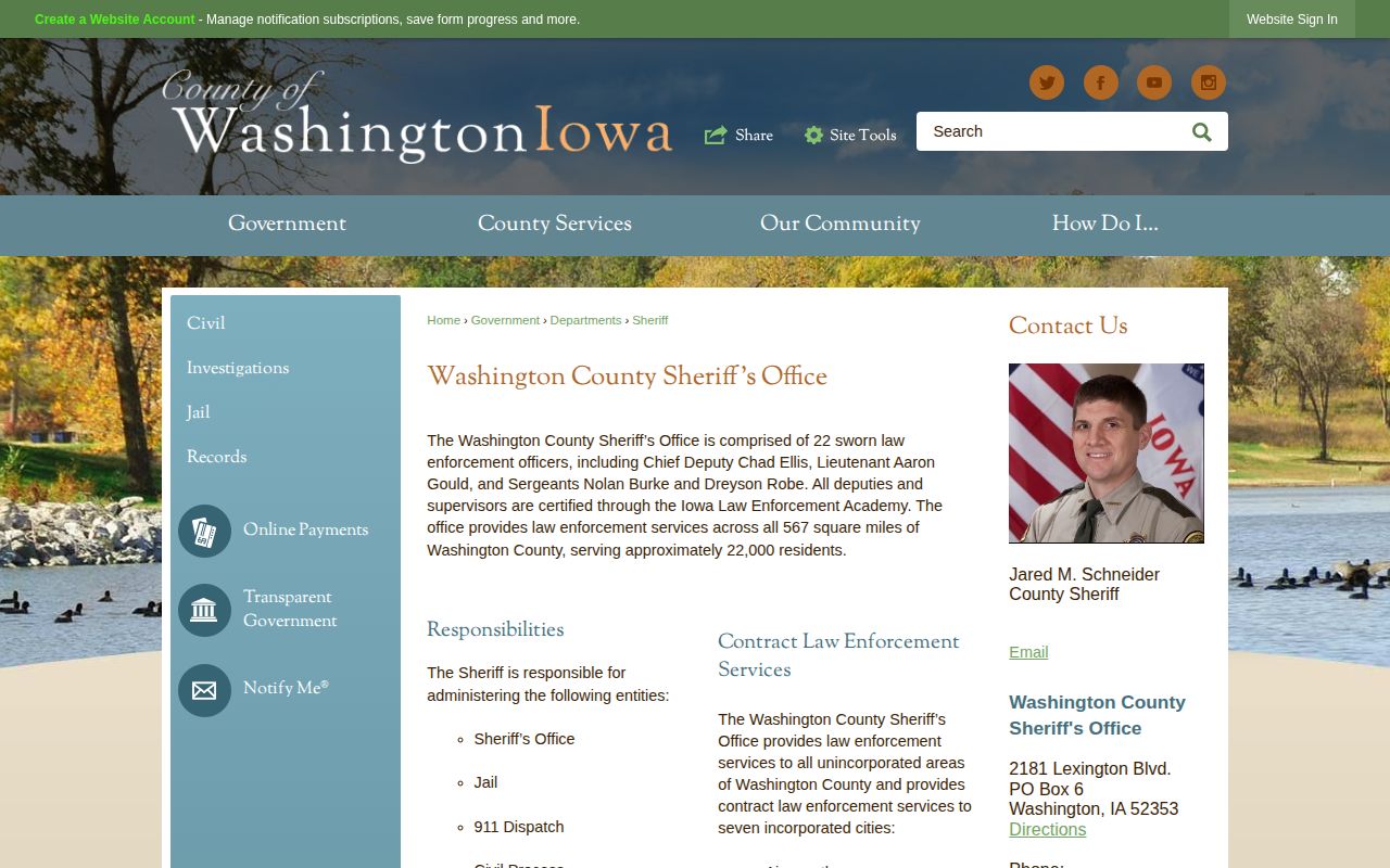Washington County Sheriff official page covering Wellman arrests
