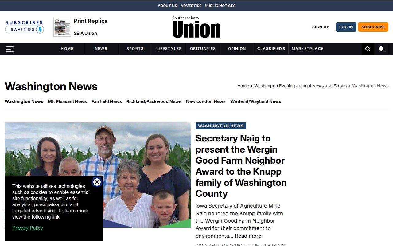 Southeast Iowa Union Washington County arrest news source